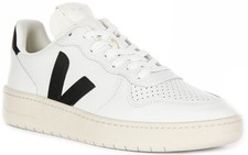 Veja V10 Prime Cuir Classique Basse Profil En Blanc Noir UK 6 - 12