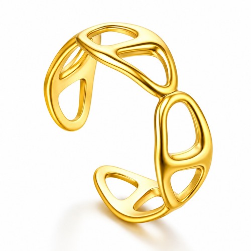 Bague ajourée dorée pvd - bague,