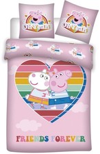 Déco Enfant - Parure de Lit Peppa Pig - Housse de Couette 140x200 cm Taie 63x63 