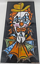 Antique french ceramic Art Mid-1900's Vallauris clown ceramic tiles