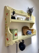 Etagère murale ancienne en bois style folk