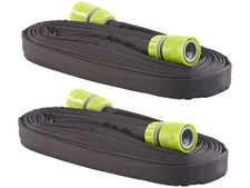 2 tuyaux d'arrosage poreux plats avec raccords et valve d'arrêt - 7,5 m - Royal