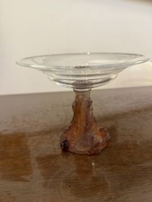 Coupe en cristal et pâte de verre Daum à décor de feuilles de figuiers et figues