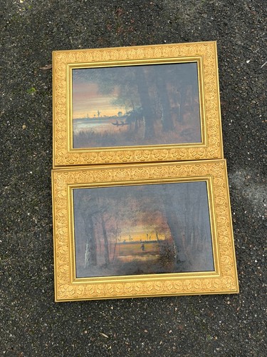 Paire tableaux anciens - tableaux,
