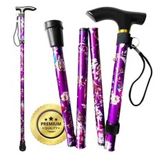 Canne de Marche Pliable Femme et Homme - Canne Pliante Réglable avec Design F...