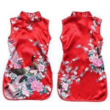 Filles Chinois Neuf An Robe Qipao Pivoines Floral Satin Déguisement Soirée