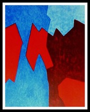 Serge POLIAKOFF : Composition rouge et bleue, lithographie originale 1968