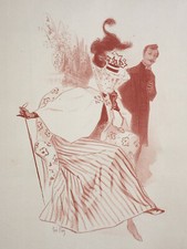 C'est elle RENE PEAN Lithographie ART NOUVEAU Scene Galante Femme ca 1900