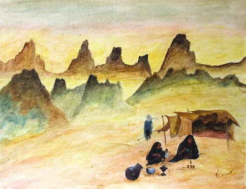 Peinture campement touareg - peinture,