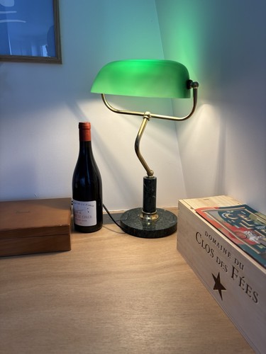 Lampe banquier vintage verte - lampe,