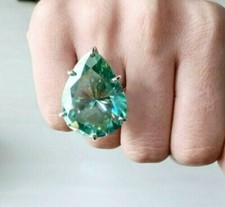 25 CT Bleu Traitée Diamant Poire Forme Bague Great Brillant & VVS1 Certifié