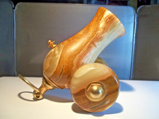 CANON ANCIEN GENRE BOMBARDE EN ONYX MARRON, VERT PÂLE & DORÉ. COLLECTION, DÉCOR