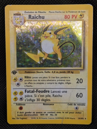Carte pokémon raichu holo - raichu,