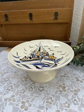 Ancien Compotier en Faïence KG Sarreguemines - Décor "Bleu Marine" de Sanséau