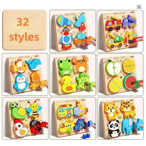 Puzzle bois montessori - 3d,