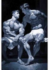 art gay érotique hommes dans un hammam sauna  - Homoerotic  2144