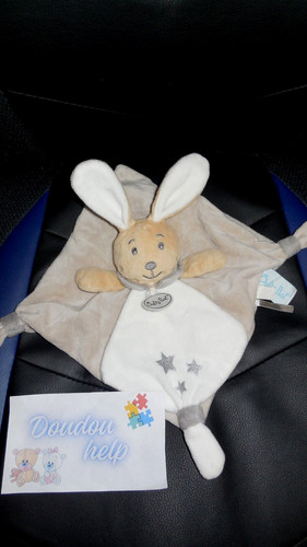 Doudou plat lapin perlim blanc - plat,
