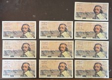 Liasse de 10 billets Banque de France 10 NF Richelieu 1960-62