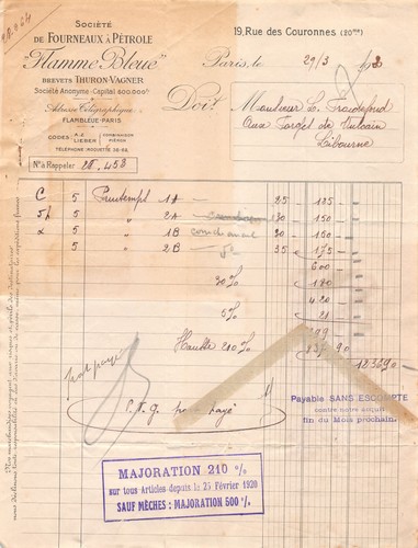 1920 societe fourneaux - de, a
