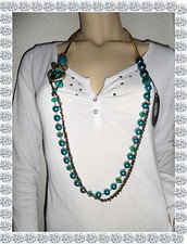 Collier  Fantaisie Doré Bleu