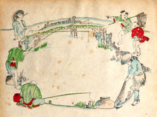 Estampe japonaise Tirage ancien Japon 19e siècle pécheur Japan