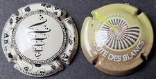 Lot lettres C3 - COTE DES BLANCS grappe / 2 CAPSULE PLAQUE MUSELET CHAMPAGNE