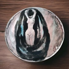 Assiette en céramique signée BÈLY "Femme Qui Danse" Peinture Abstraite Vintage.2