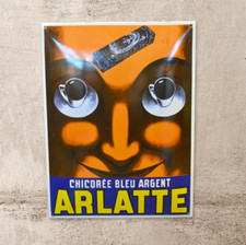 Plaque émaillée ARLATTE Chicorée bleu argent alimentaire enamel sign emailschild