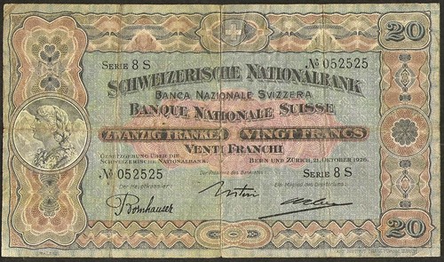 Suisse billet 20 francs - suisse,