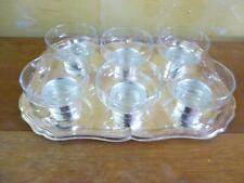 PLATEAU EN METAL ARGENTE & 6 COUPES EN VERRE