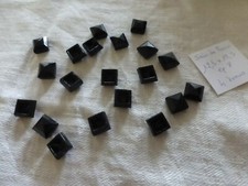 lot 20 ancienne perle navette  en jais de paris carré facetté verre noir 4 trous