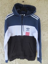 Veste à capuche ADIDAS rétro vintage noir blanc marine TREFOIL jacket felpa M
