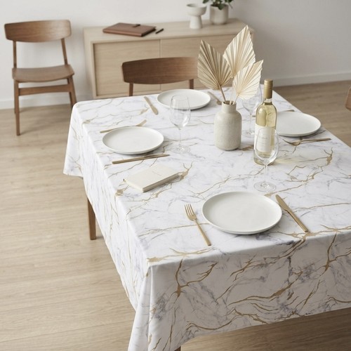 Nappe effet marbre blanc - , et