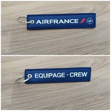 Porte Clé Brodé Avion Flamme Air-France Équipage Crew