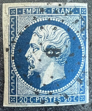 TIMBRE CLASSIQUE 20 c Bleu Empire N°14A - Ob. Losange bureau de quartier B