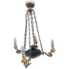 Lustre style empire à 4 feux col de cygne diam 54 haut 66 cm