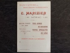 CARTE VISITE MARIZIER NERAC BOUCHONS LIEGE - 53392