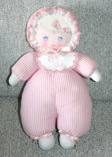 MUNDIA LES MINIS DOUDOU PELUCHE POUPEE CHIFFON ROSE RAYEE BLANC DENTELLE KOM9