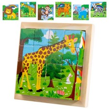 Puzzles en Bois Enfant, 6 en 1 3D Puzzle Cube Animaux en Bois Enfant,Jouet Mo...