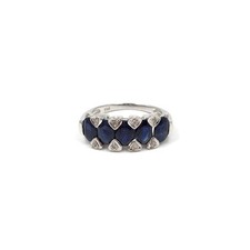 Bague en or blanc 14 carats 1,90 ct saphir bleu diamants or 585 bijoux pour...