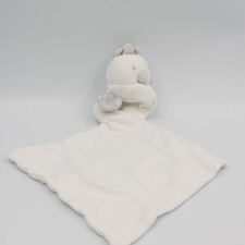 Doudou plat oiseau blanc gris