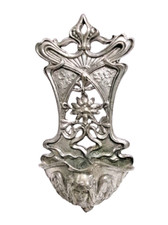 Superbe bénitier Art Nouveau en étain (92 %)