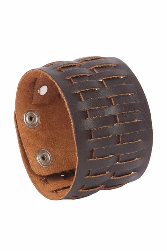 Punk genuine leather han - leather, cuff