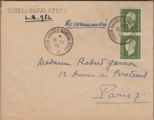 DULAC Lettre du Bureau Naval N° 62 en recommandée au tarif  Très propre et rare