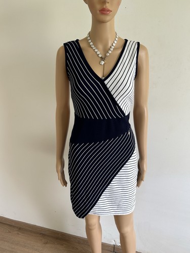 Robe bleue marine blanche - robe, et