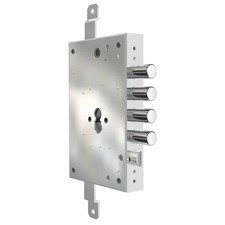 Serrure en applique droite axe 61mm porte d'entrée 3 points coffre acier - DOM