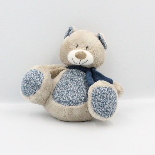 Doudou ours gris beige - , bleu
