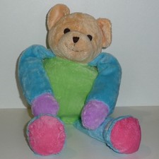 Doudou Ours Les 3 suisses - Bleu vert rose