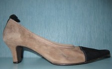 Escarpins daim noir/beige les belles chaussures 39