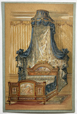 Lit Baldaquin AQUARELLE Dessin